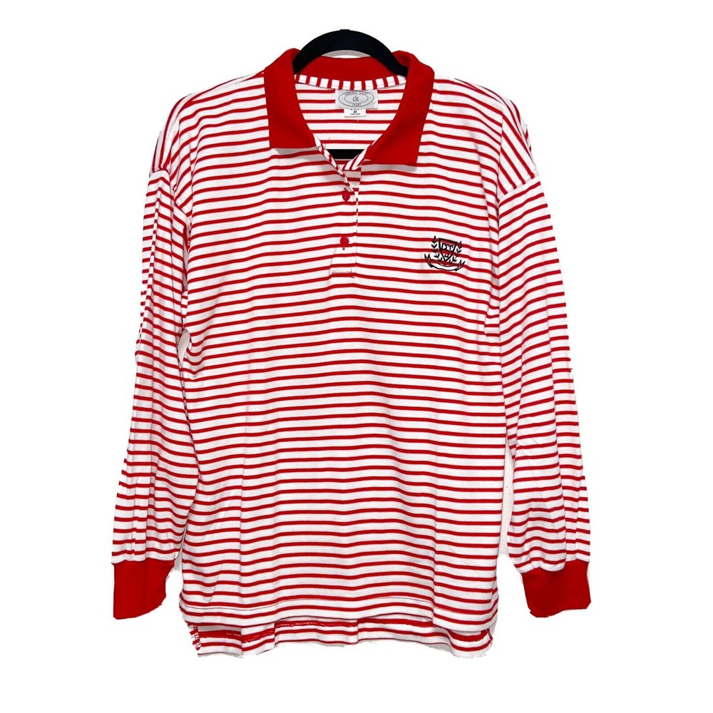 Vintage Carriage Court Sport Striped Long Sleeve Polo Shirt